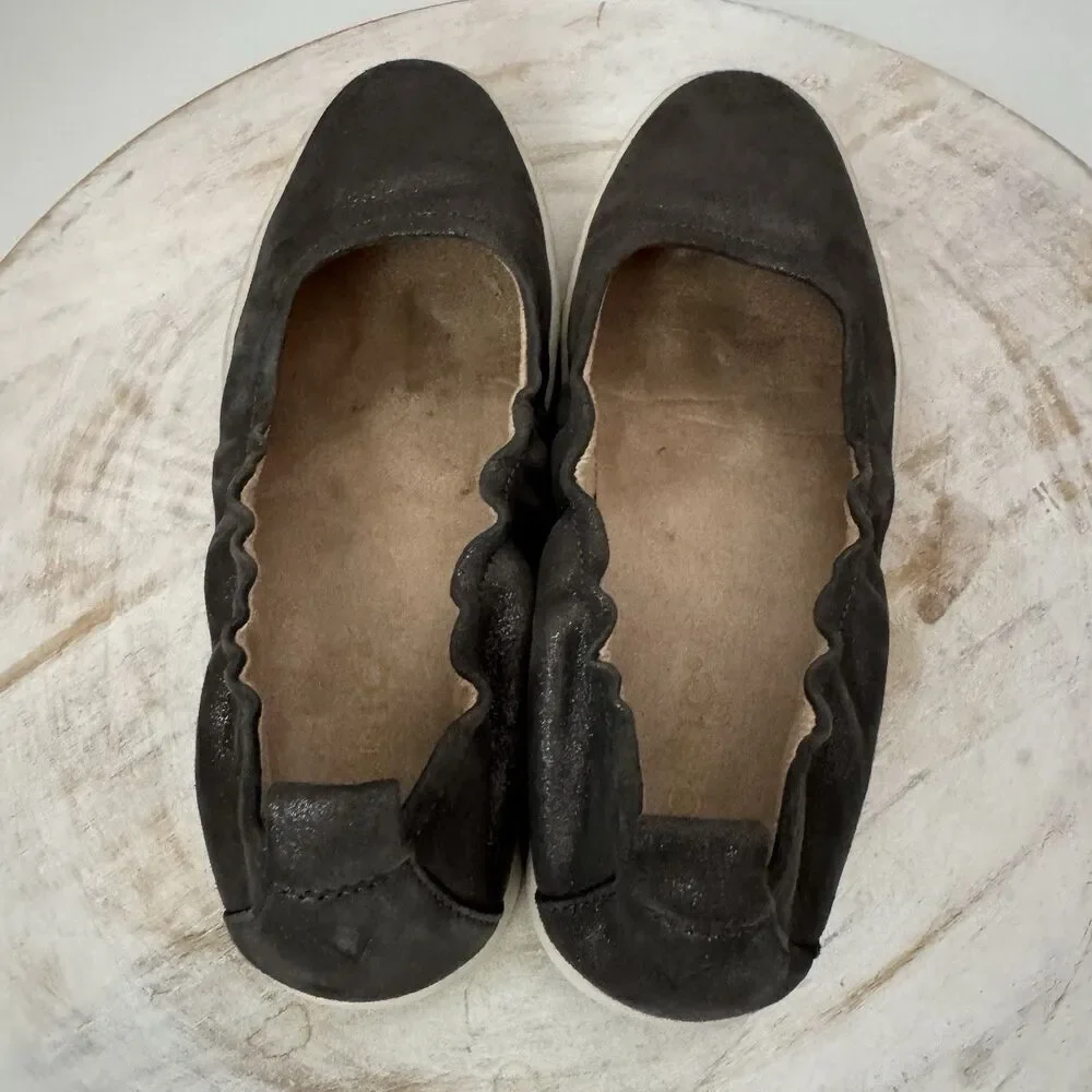 Vionic Uptown Ballet Loafer Elastic Topline Leather Polluted Silver Women's 6 - Picture 5 of 8